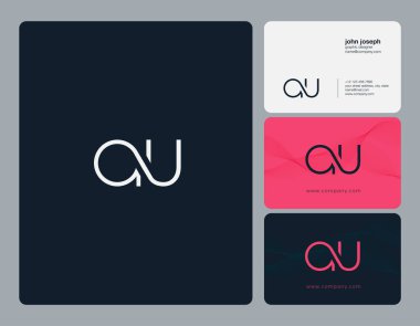 Harfler A U, A ve U ortak logo simge kartvizit vektör şablonu ile.