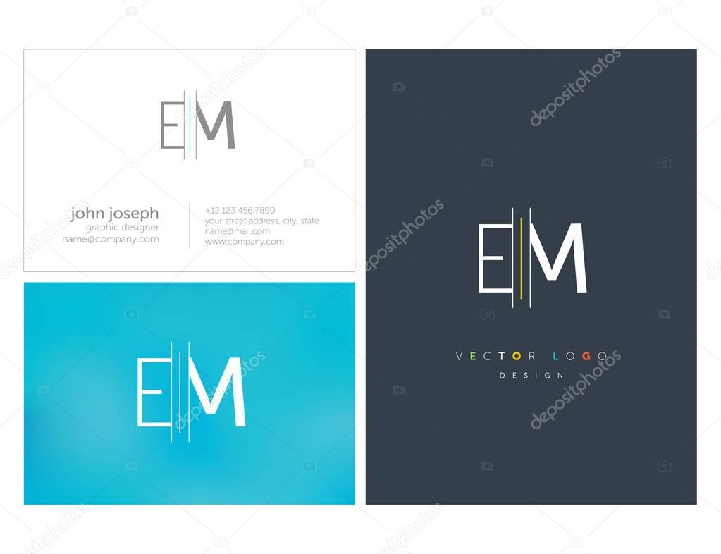 EM letters  joint logo icon with business card vector template.