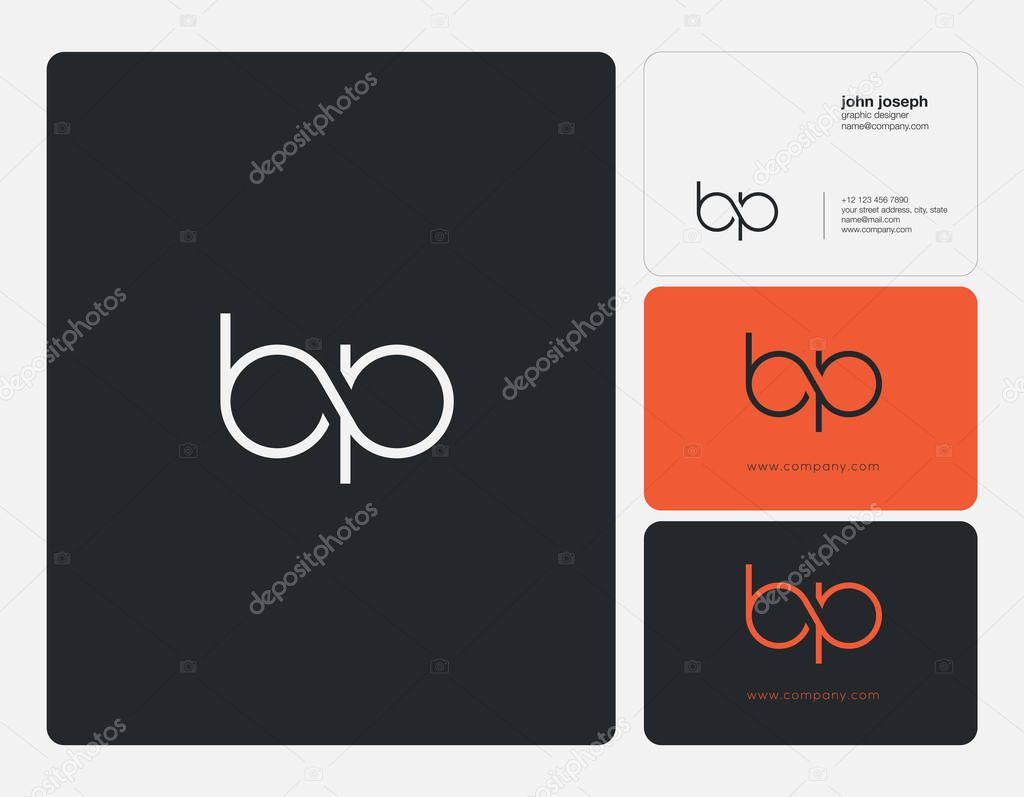 Bp letters  joint logo icon with business card vector template.