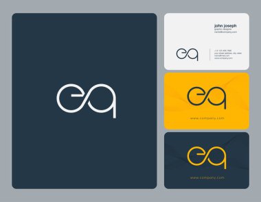 Ortak Eq harf Logo, kartvizit şablonu, vektör