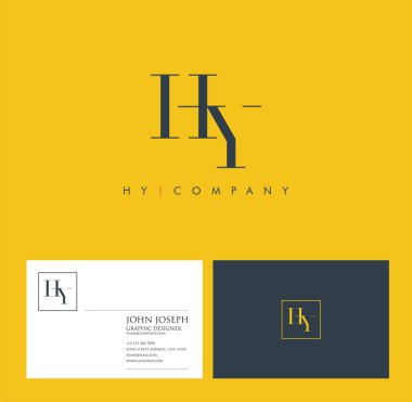 Ortak Hy harf Logo, kartvizit şablonu, vektör