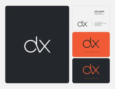 Ortak Dx harf Logo, kartvizit şablonu, vektör