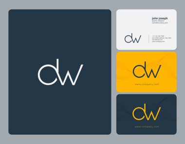 Ortak Dw harf Logo, kartvizit şablonu, vektör