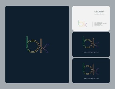 Ortak Bk harf Logo, kartvizit şablonu, vektör
