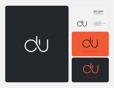 Ortak Du harf Logo, kartvizit şablonu, vektör