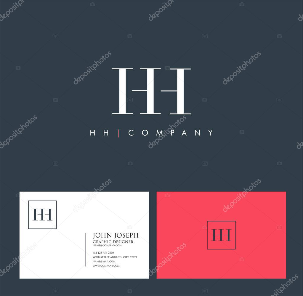 Joint Hh Letters Logo, Business Card Template, Vector