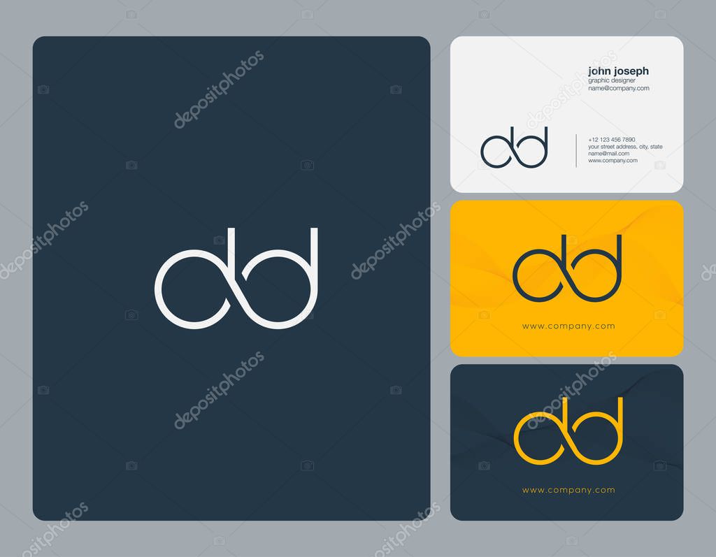 Joint Dd Letters Logo, Business Card Template, Vector