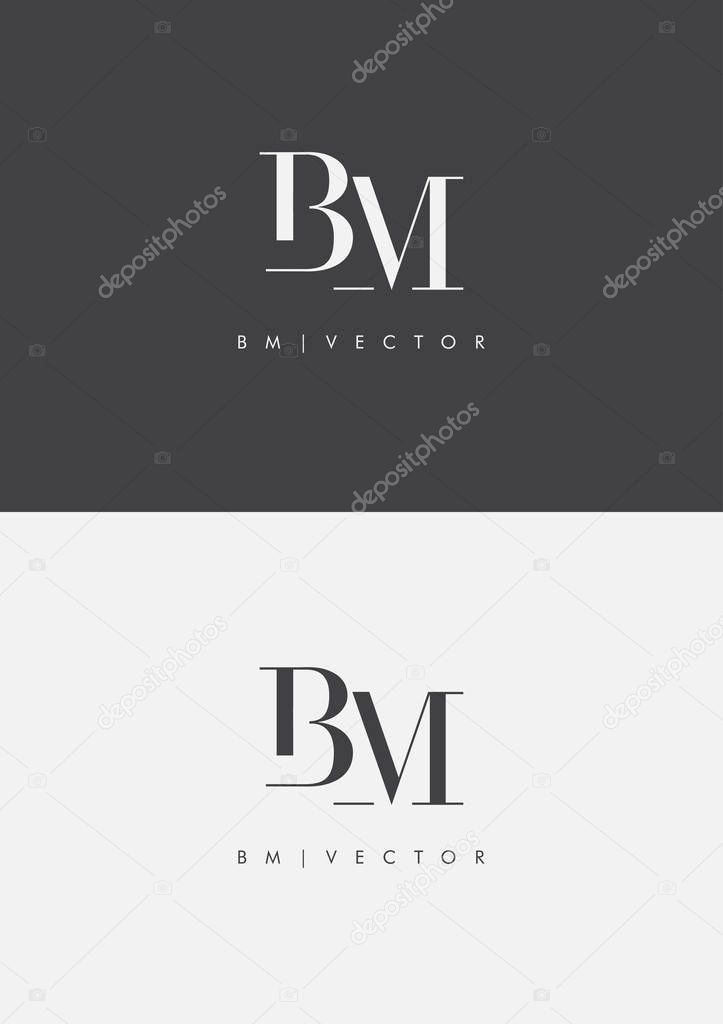 Joint Bm Letters Logo, Business Card Template, Vector