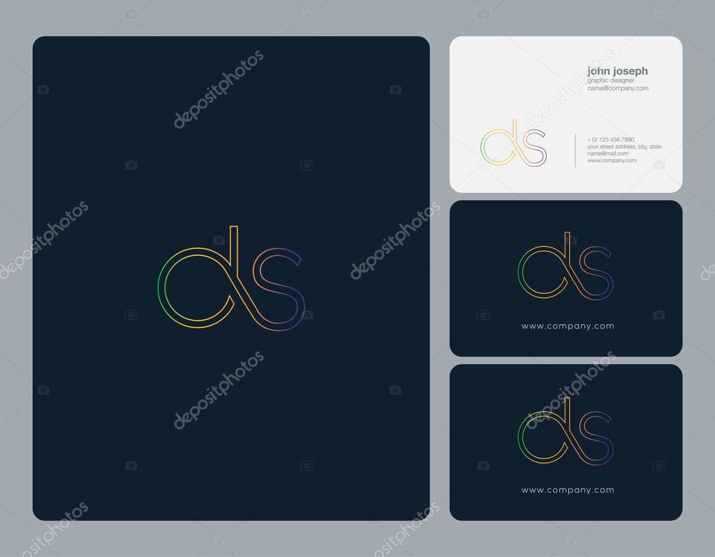 Joint Ds Letters Logo, Business Card Template, Vector