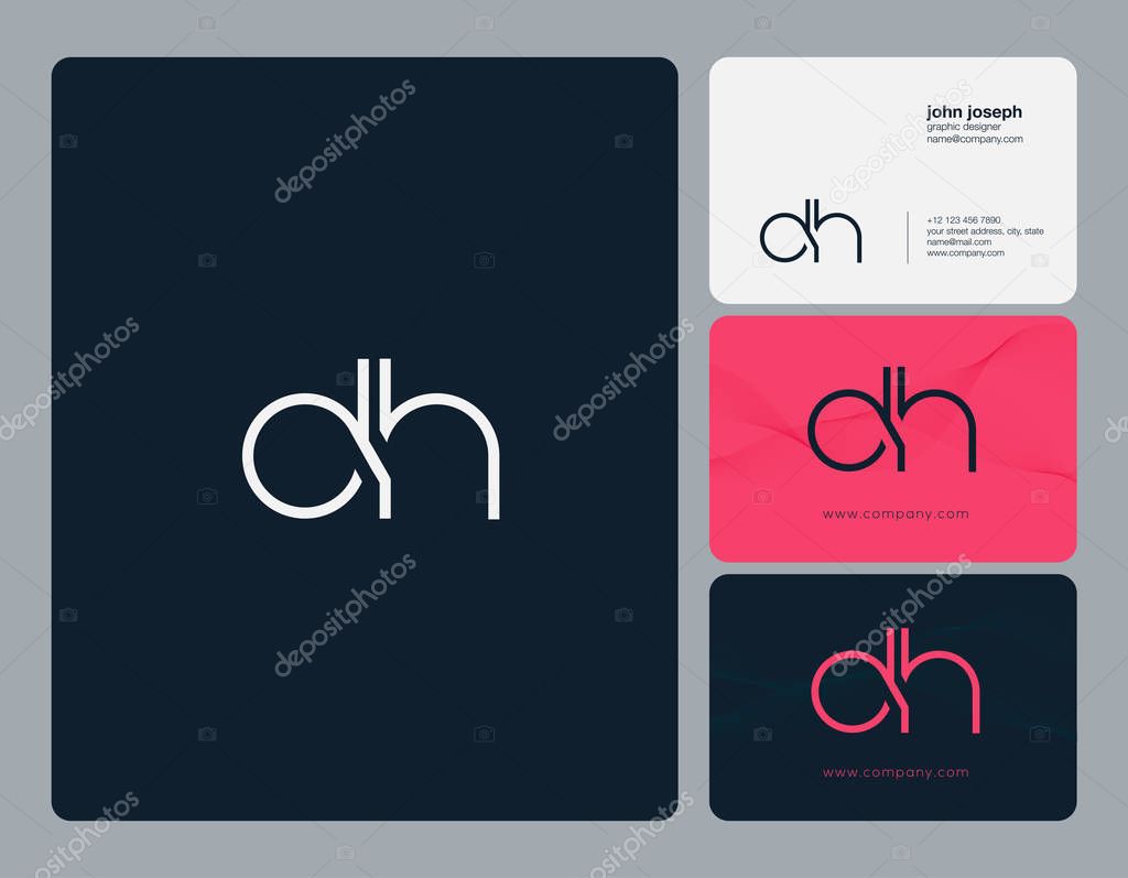 Joint Dh Letters Logo, Business Card Template, Vector