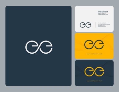 Ortak Ee harfleri Logo, kartvizit şablonu, vektör