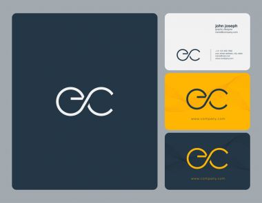 Ortak Ec harf Logo, kartvizit şablonu, vektör