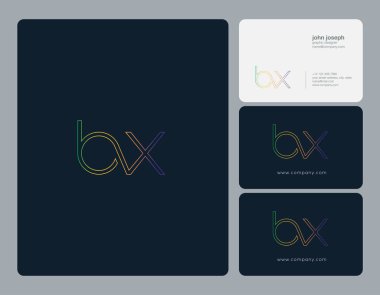 Ortak Bx harf Logo, kartvizit şablonu, vektör