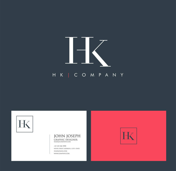 Joint Hk Letters Logo, Business Card Template, Vector