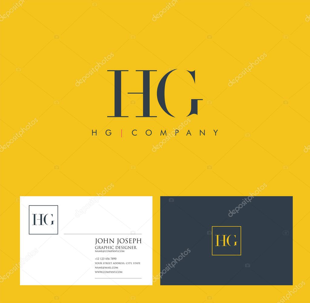 Joint Hg Letters Logo, Business Card Template, Vector