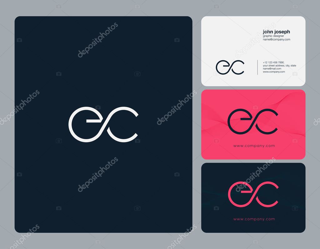 Joint Ec Letters Logo, Business Card Template, Vector