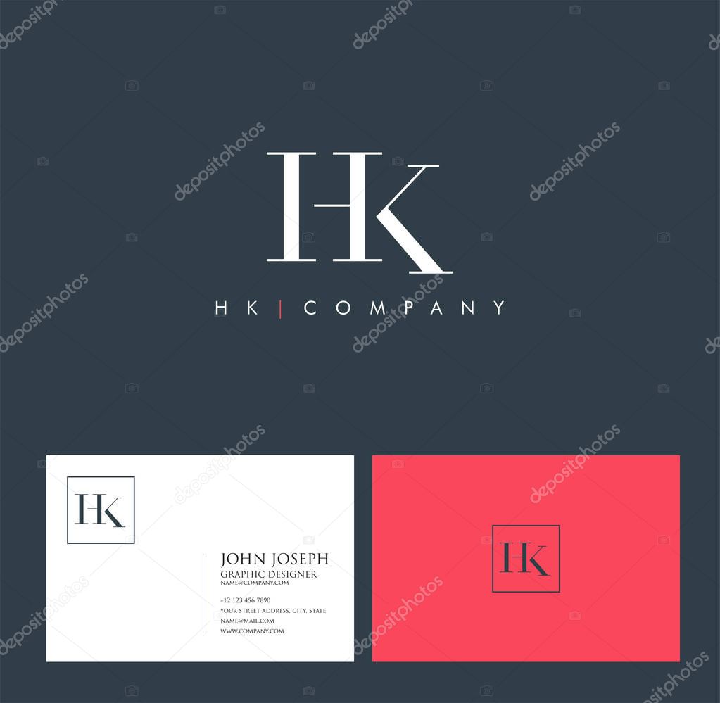 Joint Hk Letters Logo, Business Card Template, Vector