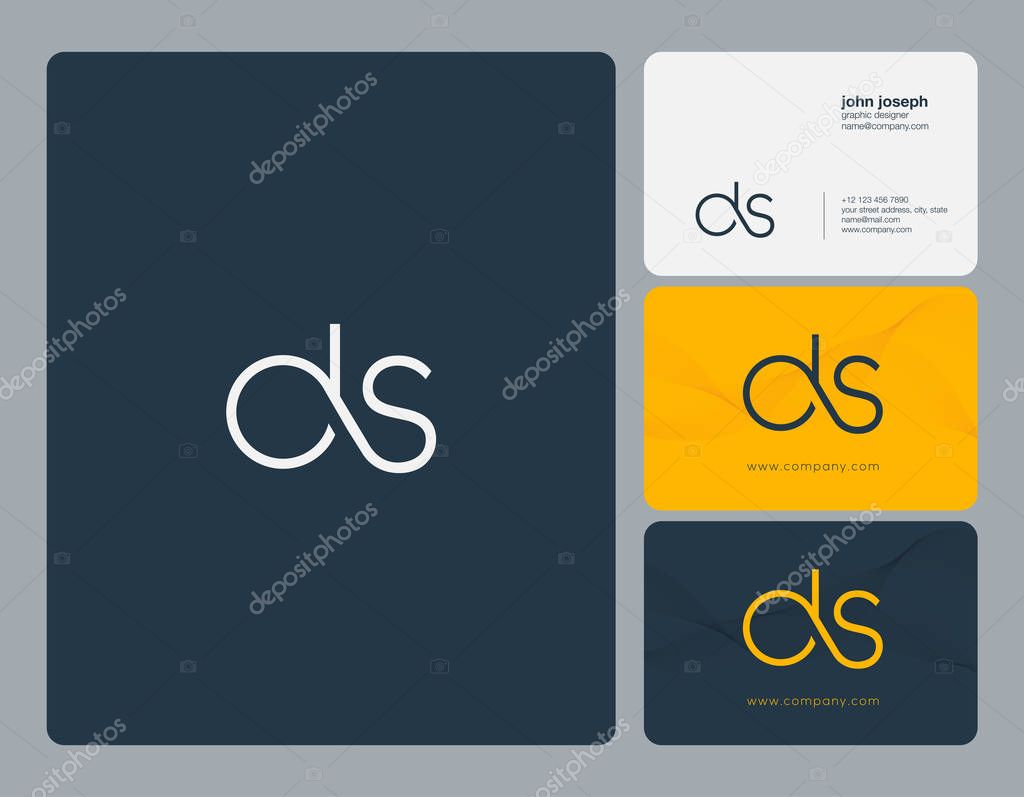 Joint Ds Letters Logo, Business Card Template, Vector