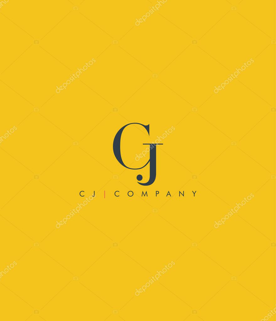 Logo joint Cj for Business Card Template, Vector