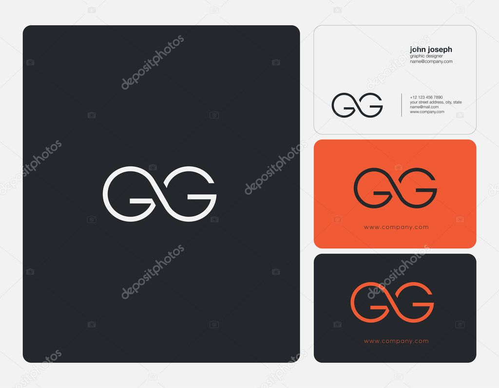 logo joint Gg for Business Card Template, Vector