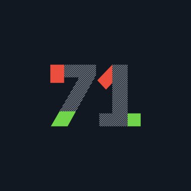 satır rakam 71 sayı logo simge, geometrik kurumsal kimlik, vektör çizim