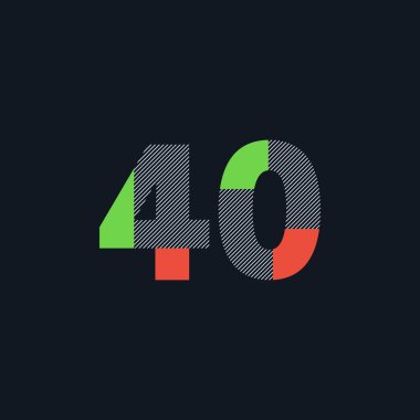 satır rakam 40 numara logo simge, geometrik kurumsal kimlik, vektör çizim