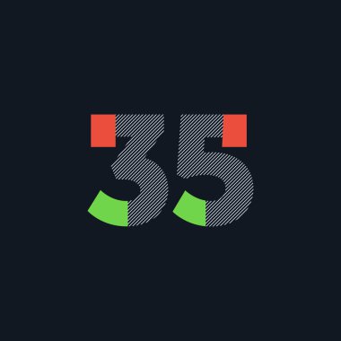 satır rakam 35 numara logo simge, geometrik kurumsal kimlik, vektör çizim