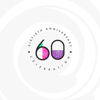 Yıldönümü 60 logo simge, geometrik kurumsal kimlik, vektör çizim