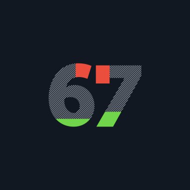 satır basamak 67 numara logo simge, geometrik kurumsal kimlik, vektör çizim
