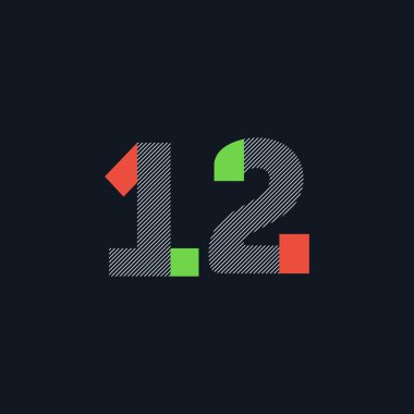 satır 12 haneli numara logo simge, geometrik kurumsal kimlik, vektör çizim