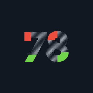 satır basamak 78 numara logo simge, geometrik kurumsal kimlik, vektör çizim