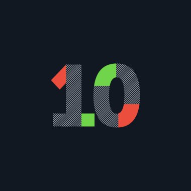 satır rakam 10 numara logo simge, geometrik kurumsal kimlik, vektör çizim