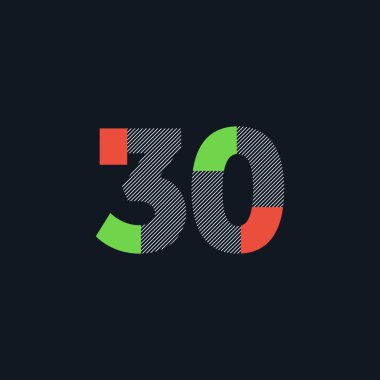 satır rakam 30 sayı logo simge, geometrik kurumsal kimlik, vektör çizim