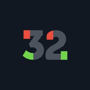 satır rakam 32 sayı logo simge, geometrik kurumsal kimlik, vektör çizim