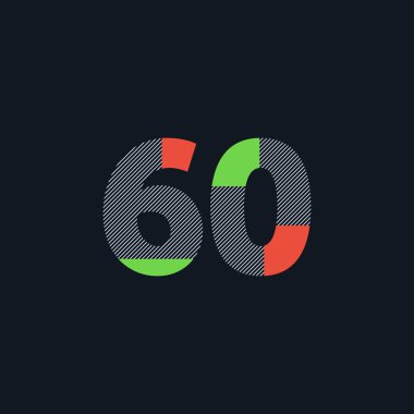 satır rakam 60 numara logo simge, geometrik kurumsal kimlik, vektör çizim