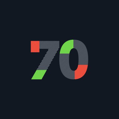 satır rakam 70 numara logo simge, geometrik kurumsal kimlik, vektör çizim