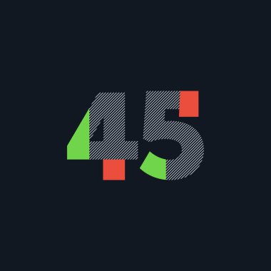 satır basamak 45 numara logo simge, geometrik kurumsal kimlik, vektör çizim