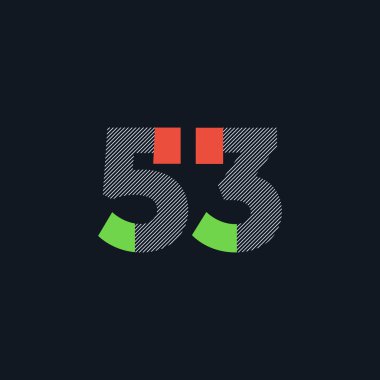 satır rakam 53 numara logo simge, geometrik kurumsal kimlik, vektör çizim