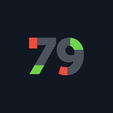 satır basamak 79 numara logo simge, geometrik kurumsal kimlik, vektör çizim