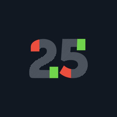 satır rakam 25 sayı logo simge, geometrik kurumsal kimlik, vektör çizim