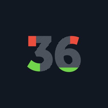 satır rakam 36 numara logo simge, geometrik kurumsal kimlik, vektör çizim