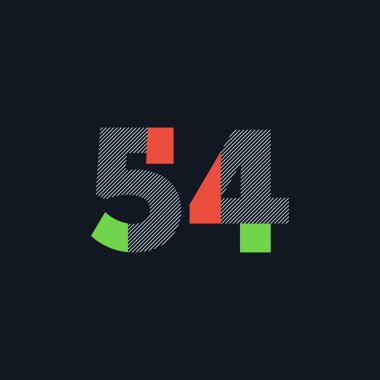 satır rakam 54 numara logo simge, geometrik kurumsal kimlik, vektör çizim
