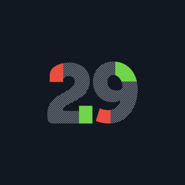 satır rakam 29 numara logo simge, geometrik kurumsal kimlik, vektör çizim