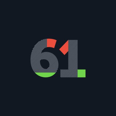 satır basamak 61 sayı logo simge, geometrik kurumsal kimlik, vektör çizim