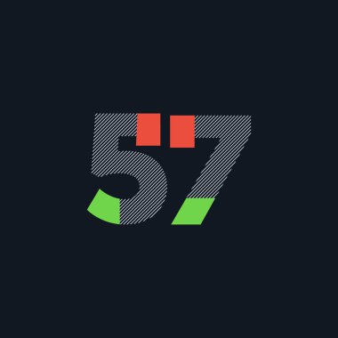 satır basamak 57 numara logo simge, geometrik kurumsal kimlik, vektör çizim