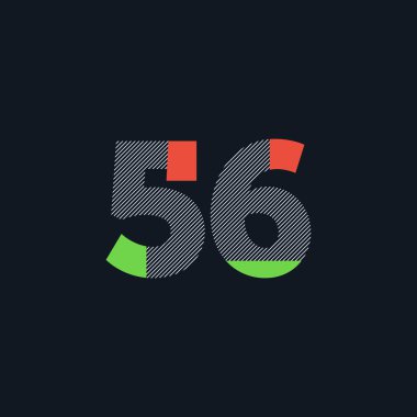 satır basamak 56 numara logo simge, geometrik kurumsal kimlik, vektör çizim