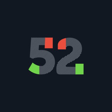 satır rakam 52 sayı logo simge, geometrik kurumsal kimlik, vektör çizim