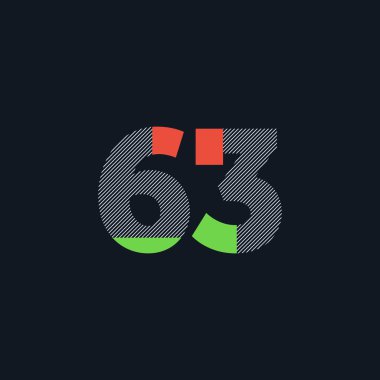satır basamak 63 sayı logo simge, geometrik kurumsal kimlik, vektör çizim