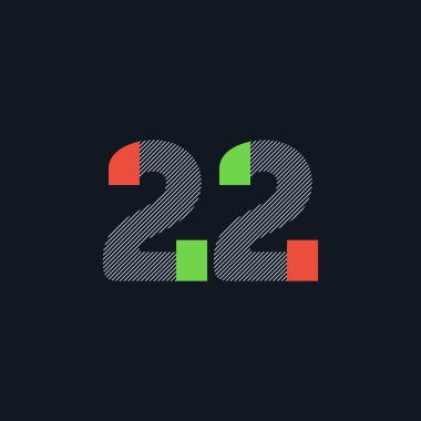 satır rakam 22 numara logo simge, geometrik kurumsal kimlik, vektör çizim