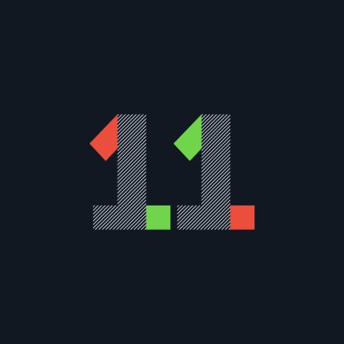 satır 11 haneli numara logo simge, geometrik kurumsal kimlik, vektör çizim